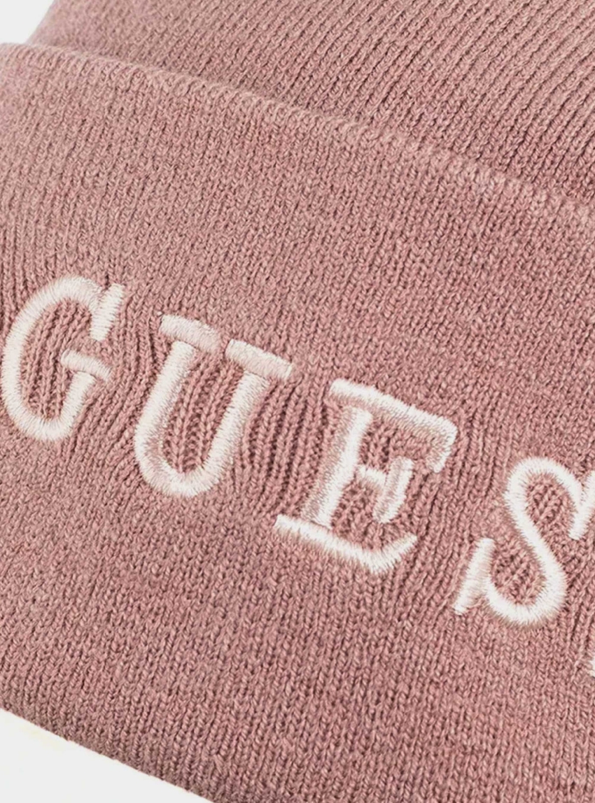 Guess Logo-Script Beanie - Taupe