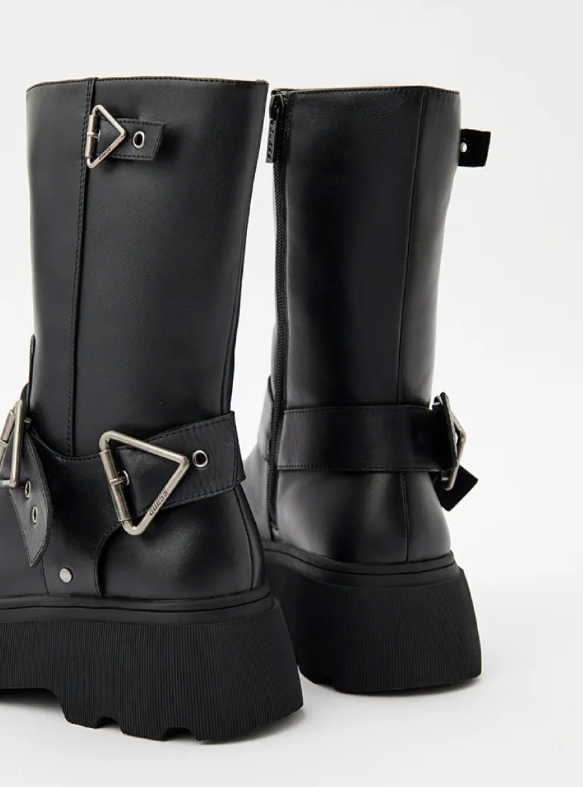 Guess Nuria Genuine Leather Ankle Boots - Black