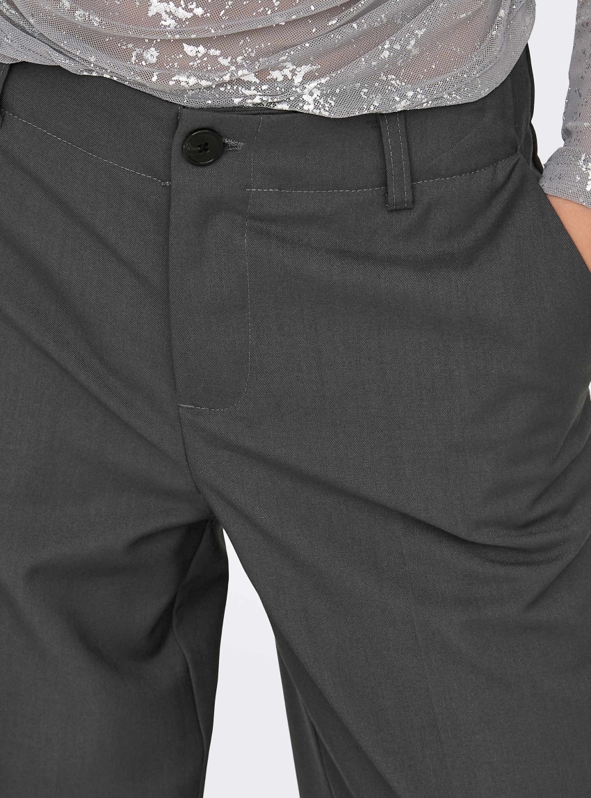 Only Alana Mid Waist Wide Pants - Dark Grey