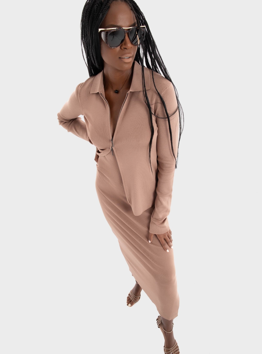 Calvin Klein Shine Viscose Knitted Cardigan - Light Brown