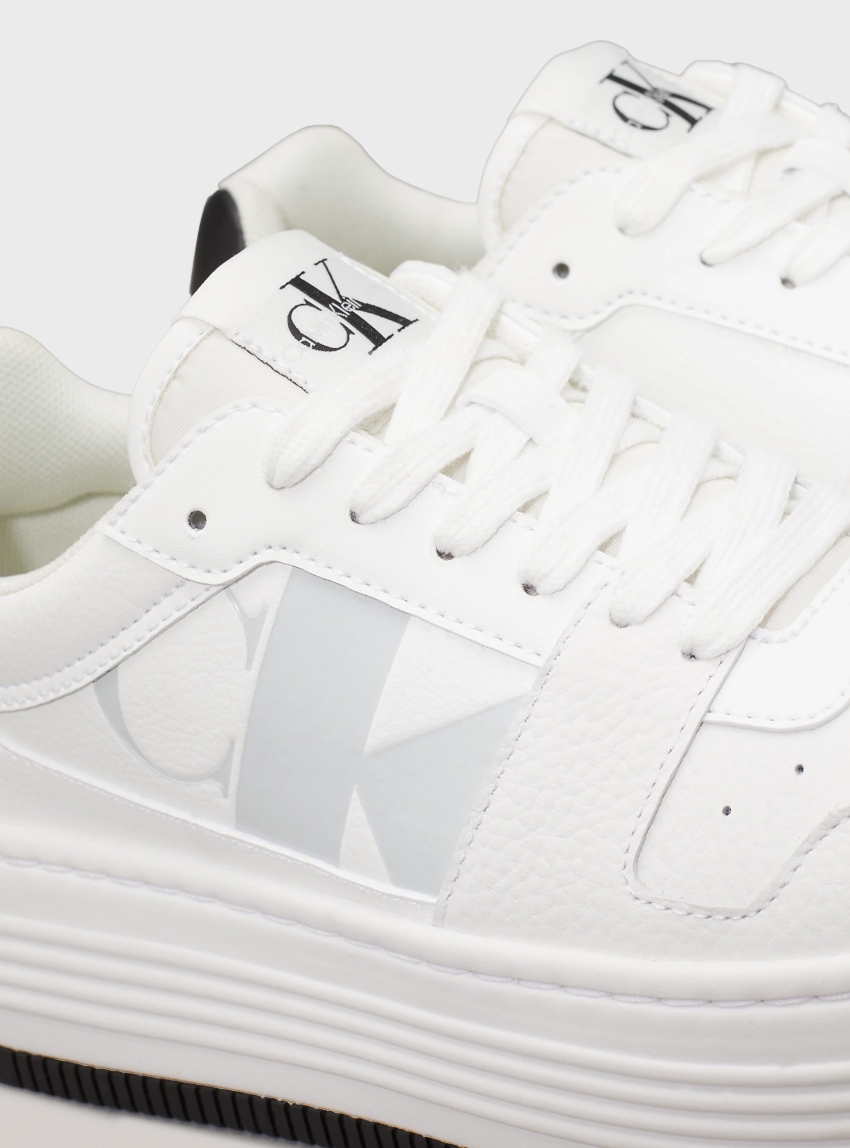 Calvin Klein Leather Platform Trainers - White