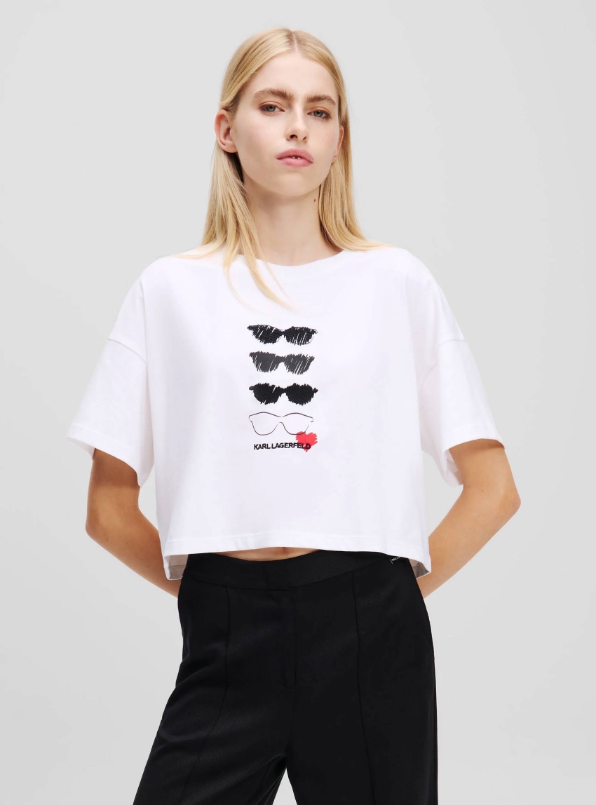 Karl Lagerfeld Sunglasses Boxy T-Shirt - White