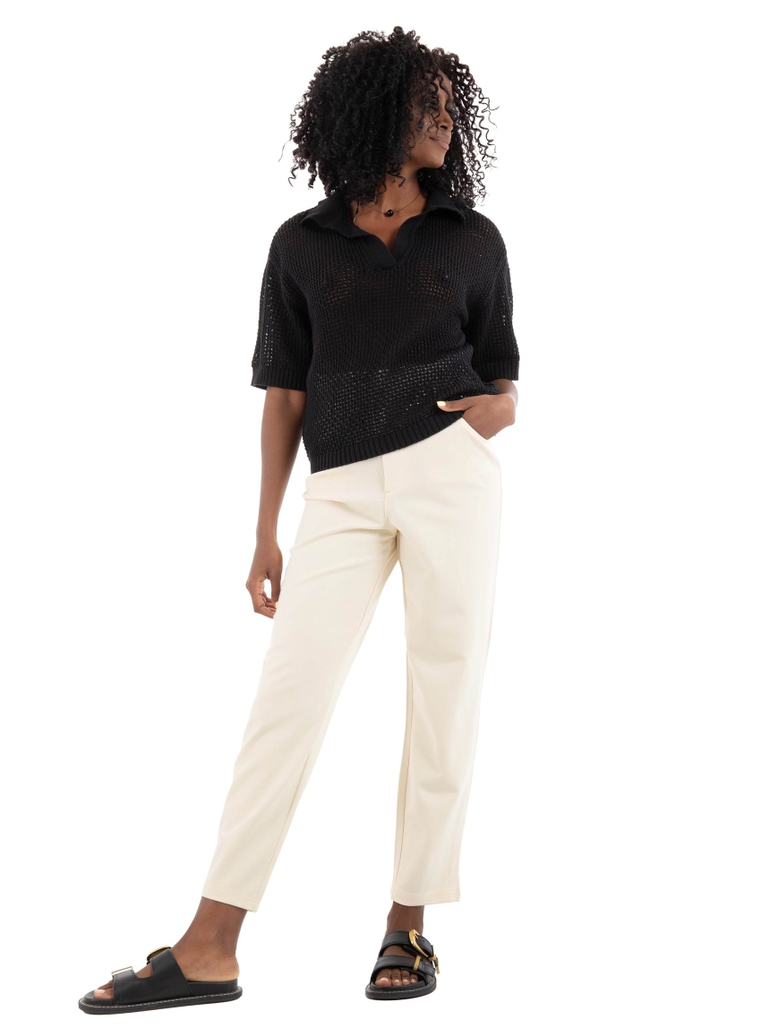 Only Poptrash-Ova High Waist Ankle Pants - Light Beige