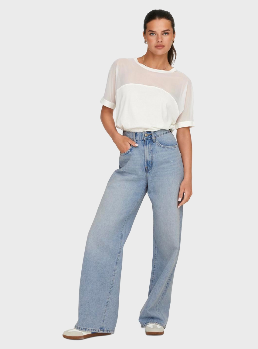 Only Hope High Waist Wide Leg Tai261 Jeans - Bleached Denim