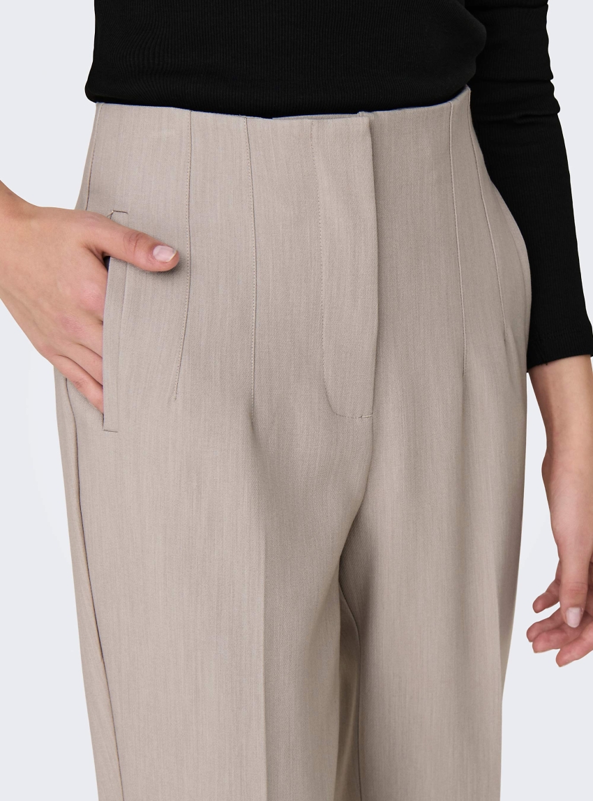 Only Raven High Waist Pants - Light Beige