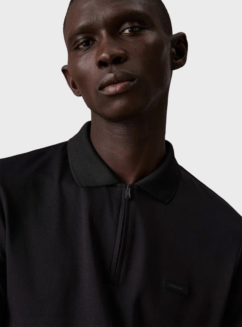 Calvin Klein Welt Zip Polo Shirt - Black