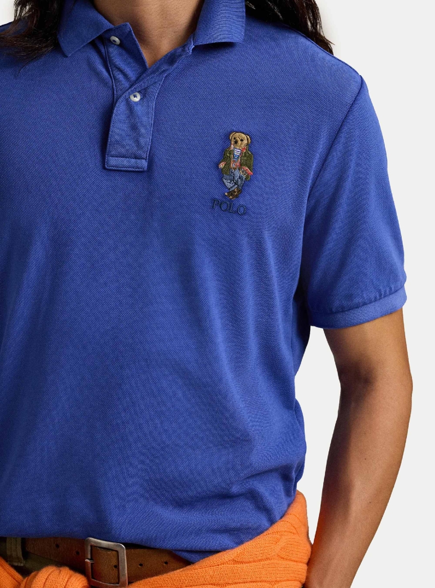 Polo Ralph Lauren Classic Fit Polo Bear Mesh Polo Shirt - Royal Blue