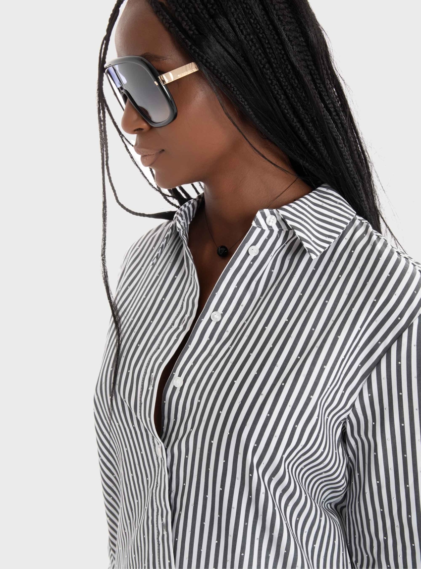 Vero Moda Inge Stone Shirt - Striped Black & White