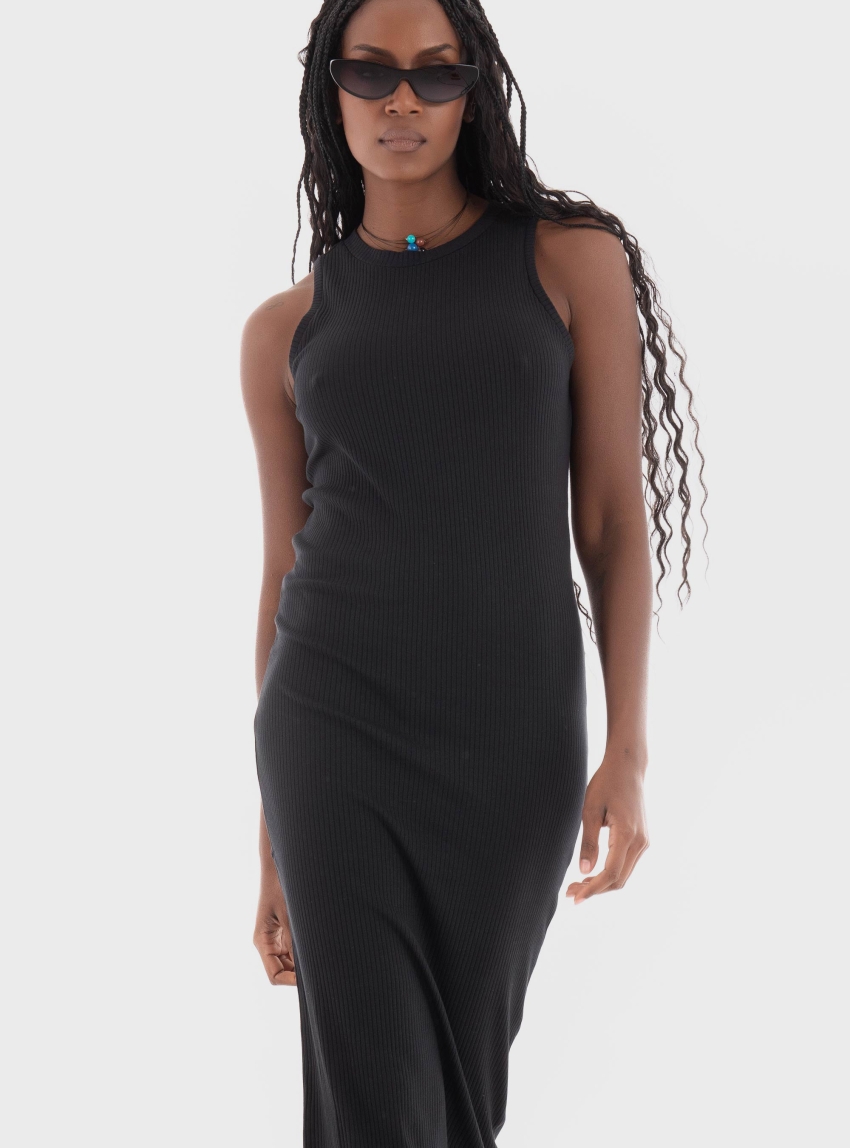 Vero Moda Lavender Aware O-Neck Calf Dress - Black