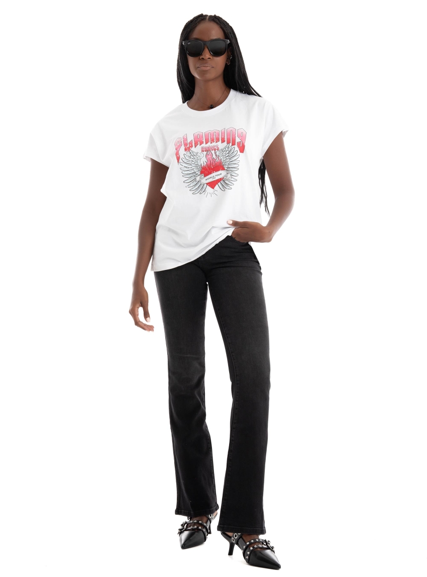 JJXX Astrid Boxy Print Tee - White