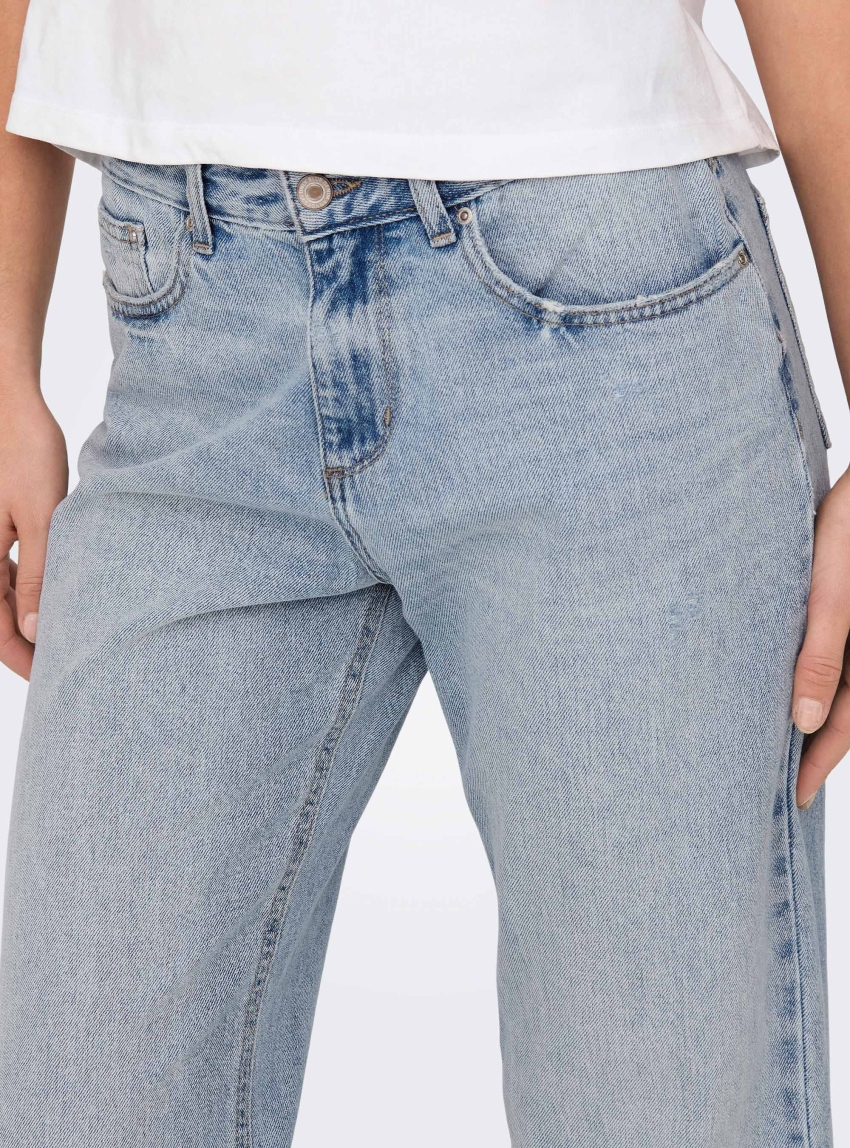 Only Ella Mid Wapst Straight Tai518 Jeans - Light Aged Denim