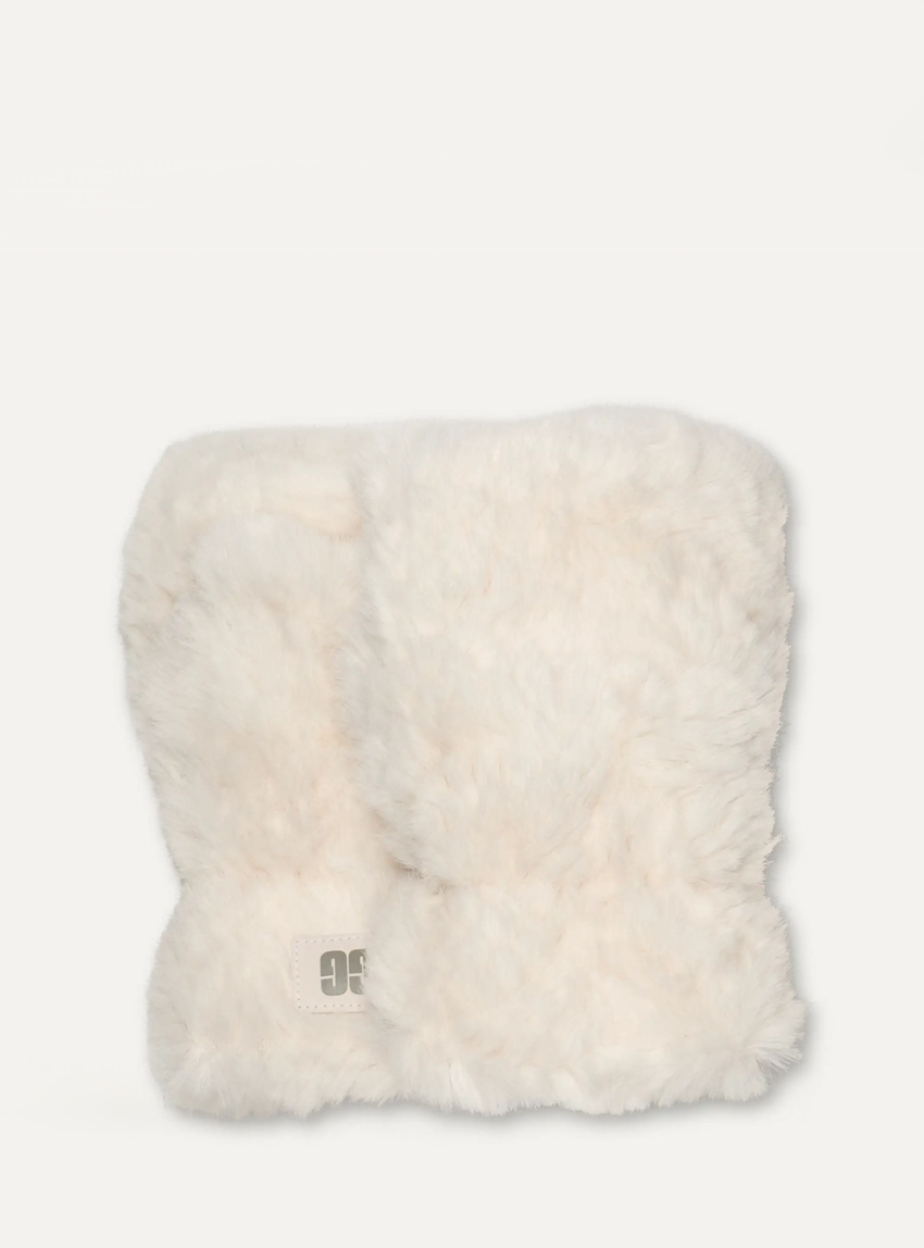 UGG W FAUX FUR FINGERLESS GLOVE - Off White