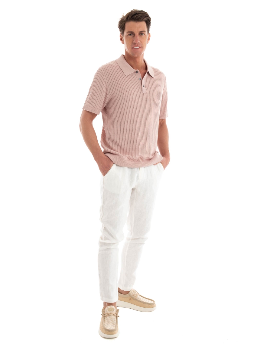 Jack & Jones Premium Kian Knitted Structure Polo - Dusty Pink