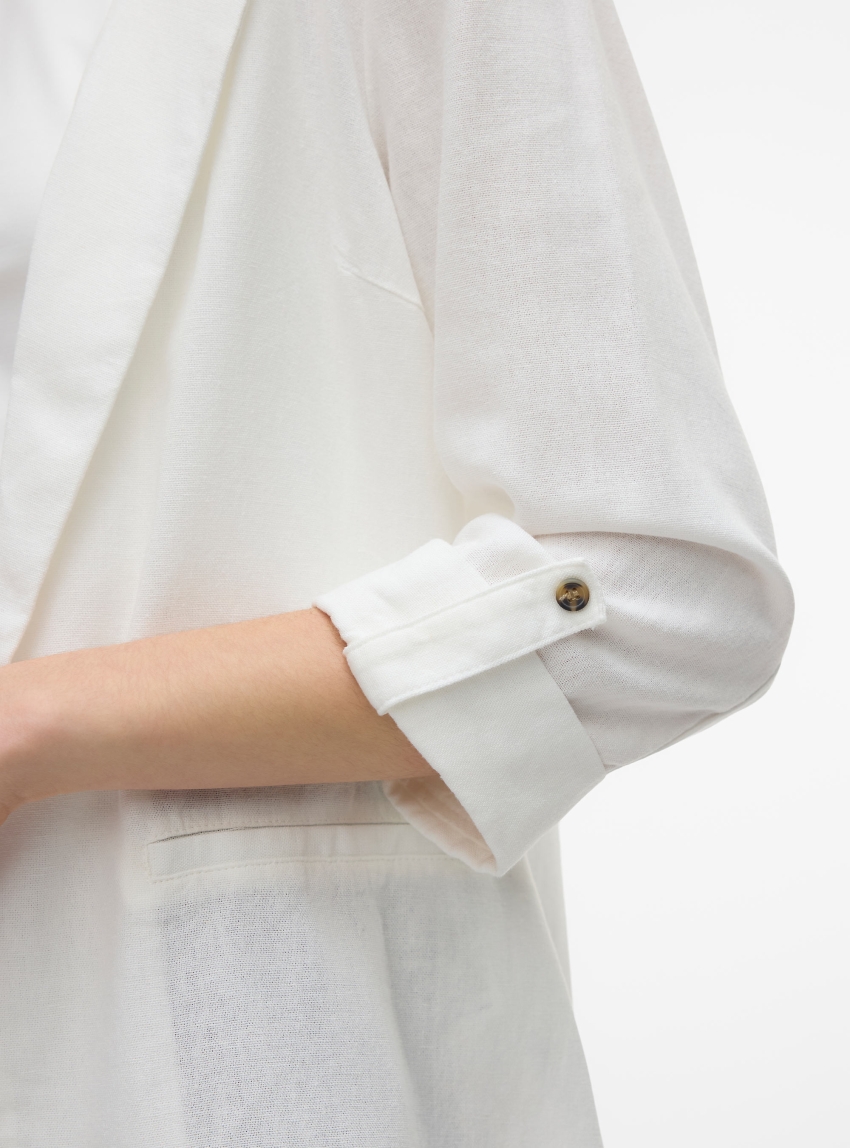 Vero Moda Jesmilo 3/4 Loose Blazer - White