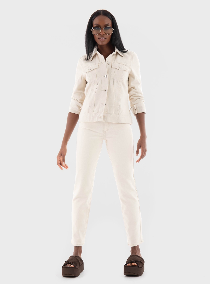 Only Emily Stretch High Waist Straight Ankle Jeans - White