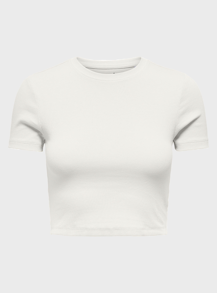 Only Betty O-Neck Short Top - White
