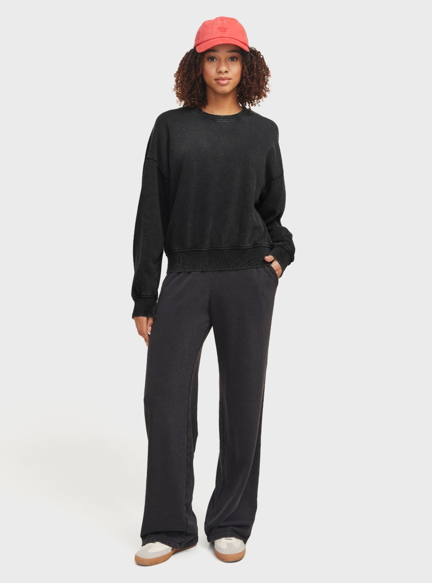 JJXX Alfa Washed Relaxed Crew Sweater - Black