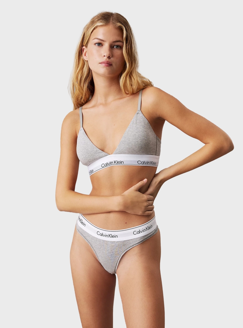 Calvin Klein Triangle Bra - Icon Cotton Modal - Grey Melange