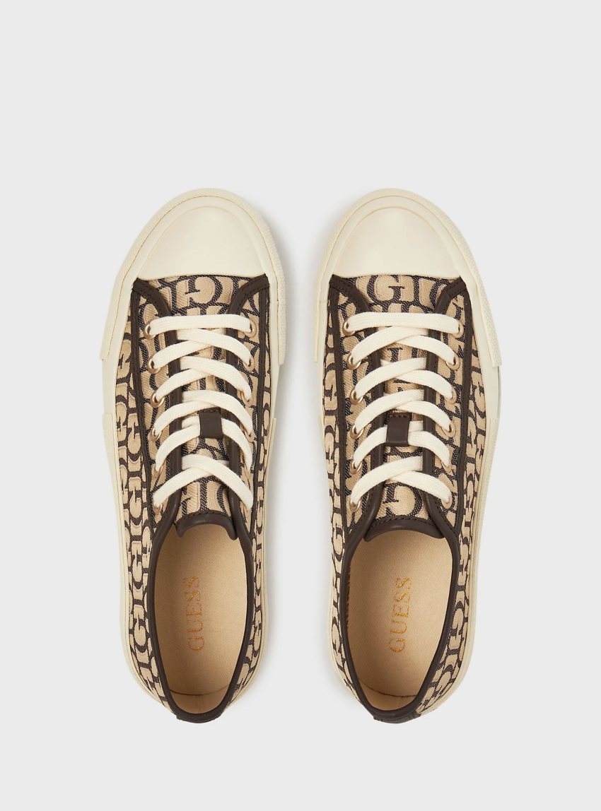 Guess Carey Logo-Script Sneakers - Brown