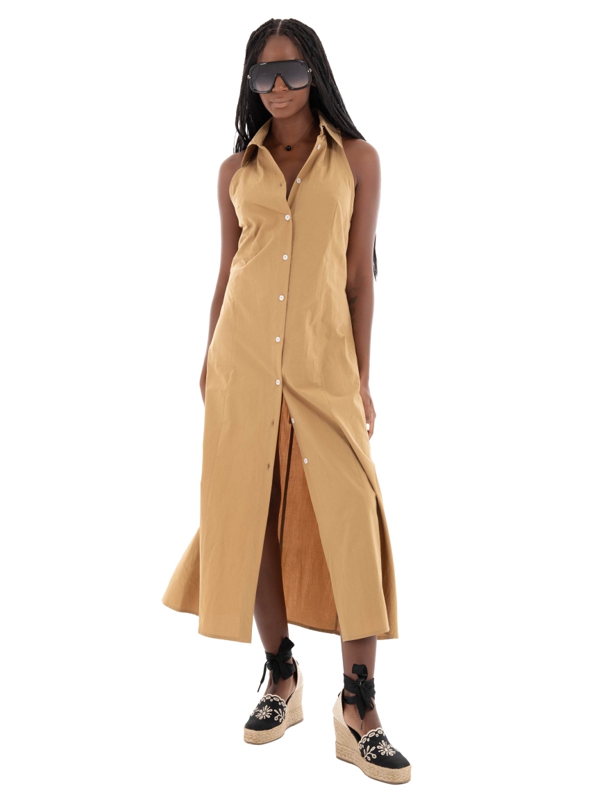 Black & Black  Shirt Dress - Camel