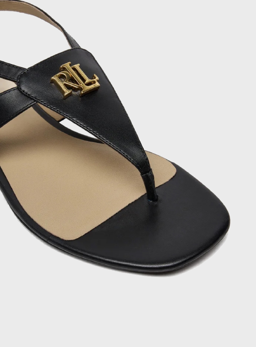 LAUREN Ralph Lauren Everley Calfskin Sandals - Black