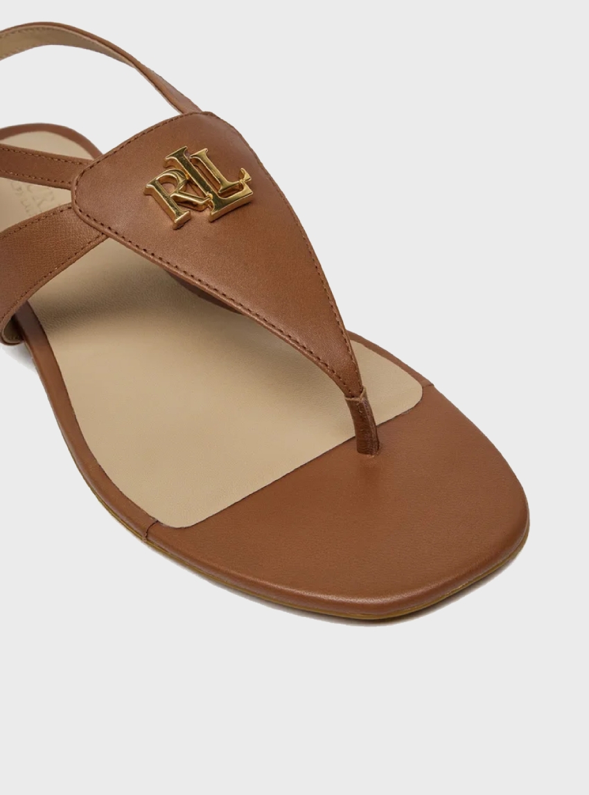 LAUREN Ralph Lauren Everley Calfskin Sandals - Rust Brown