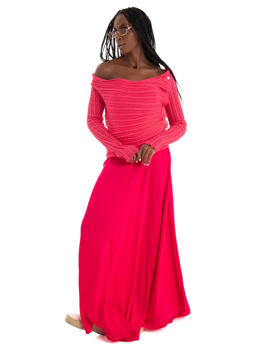 Ioanna Kourbela 'Sleek Move' Maxi Skirt - Hot Pink