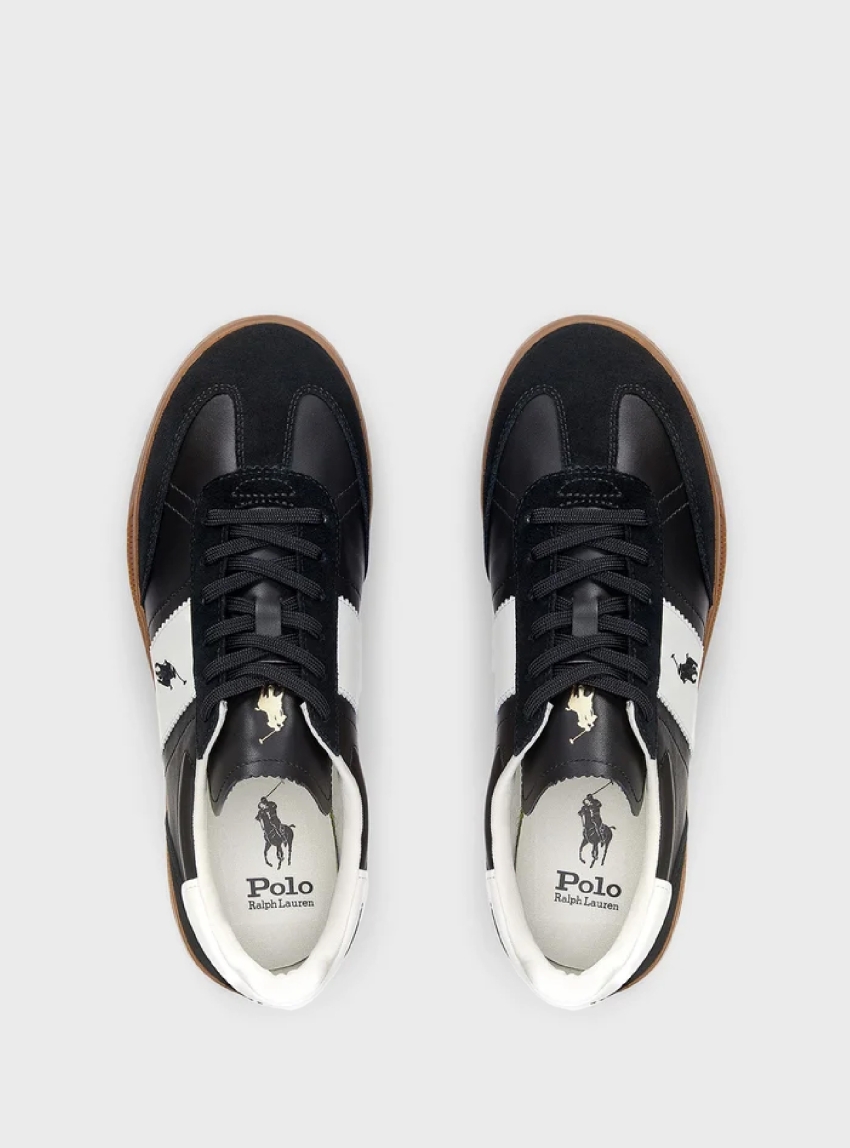 Polo Ralph Lauren Heritage Aera Leather-Suede Trainers - Black