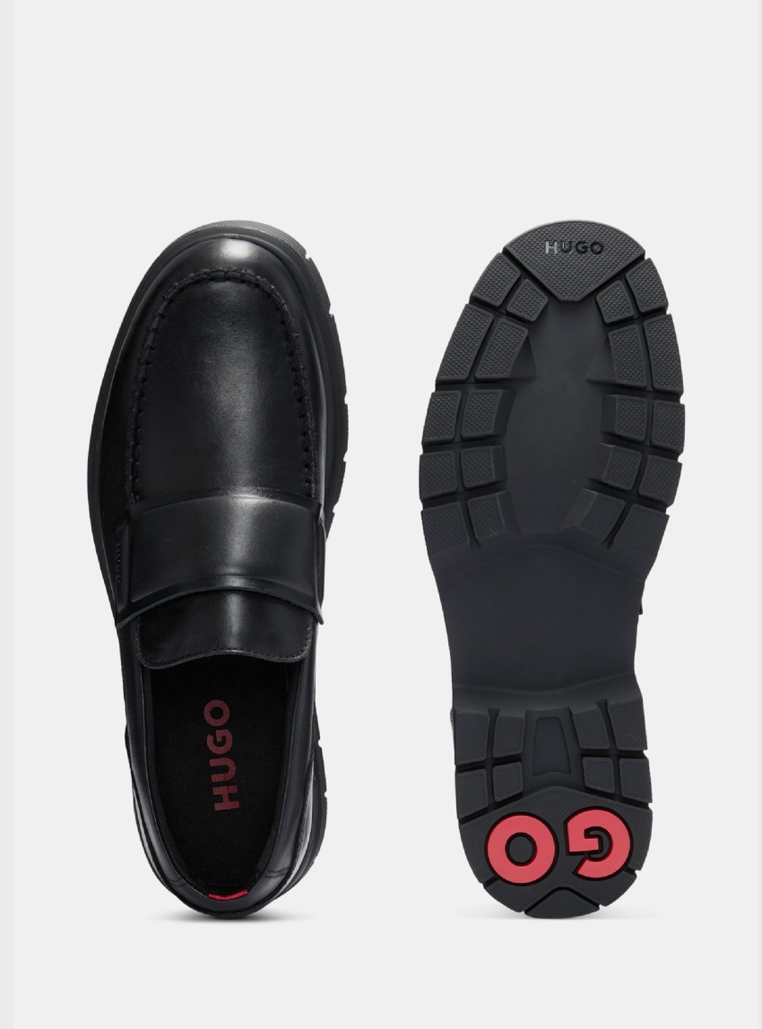HUGO Leather Moccasins Ryan_Mocc_pllt - Black