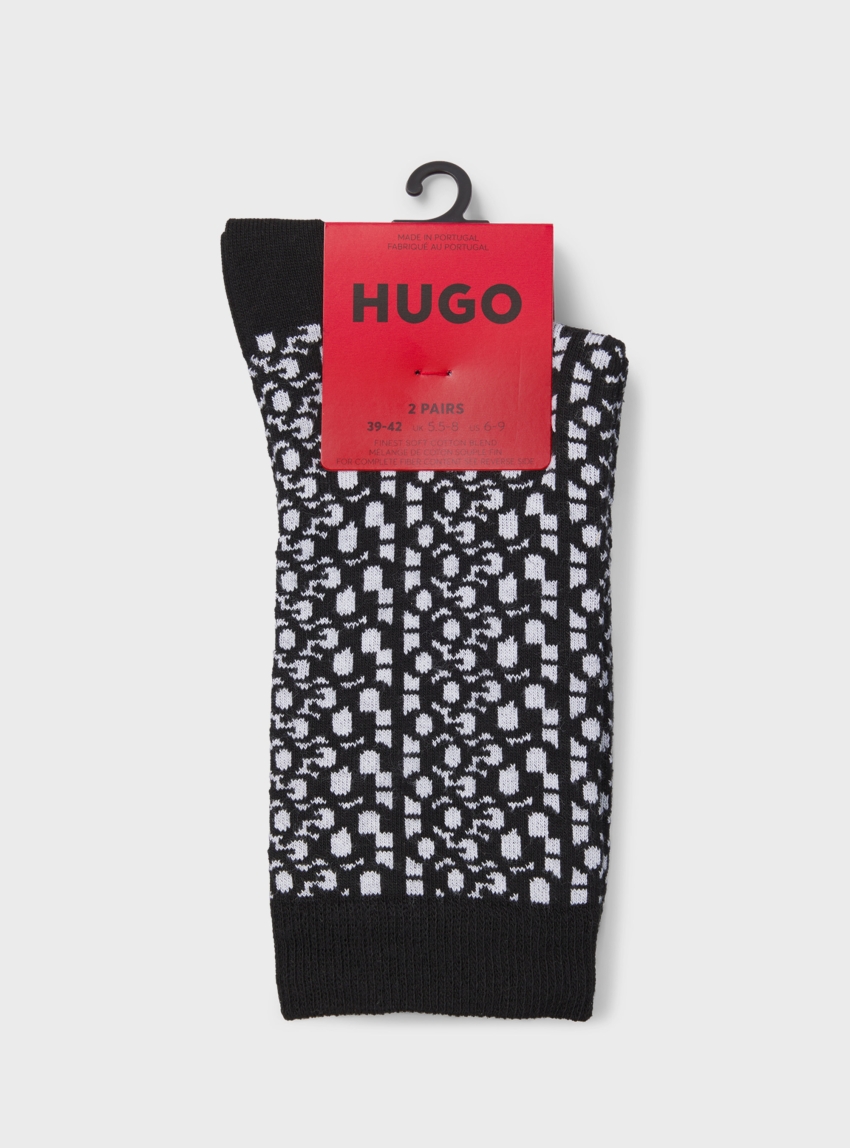 HUGO Two-Pack Regular-Length Socks 2P RS UNI LOGO CC W - Black