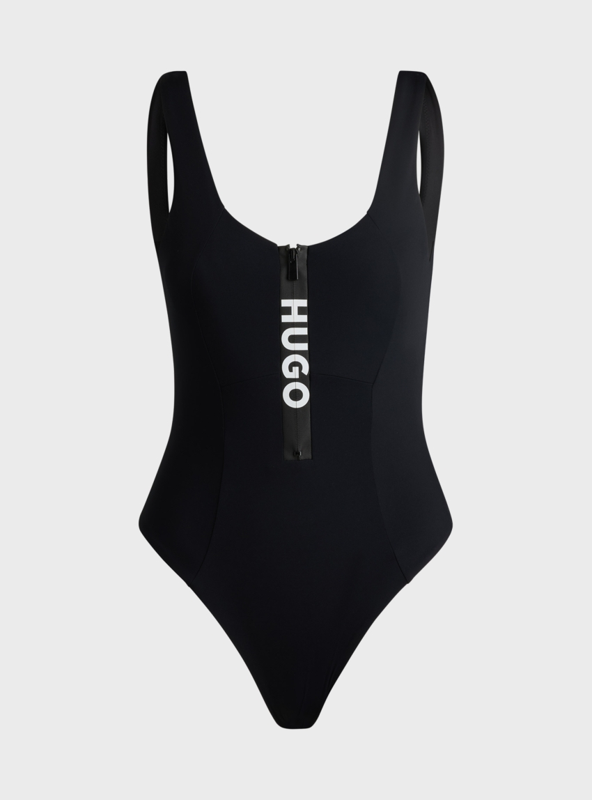 HUGO Zip Logo Swimsuit WAVE - Black