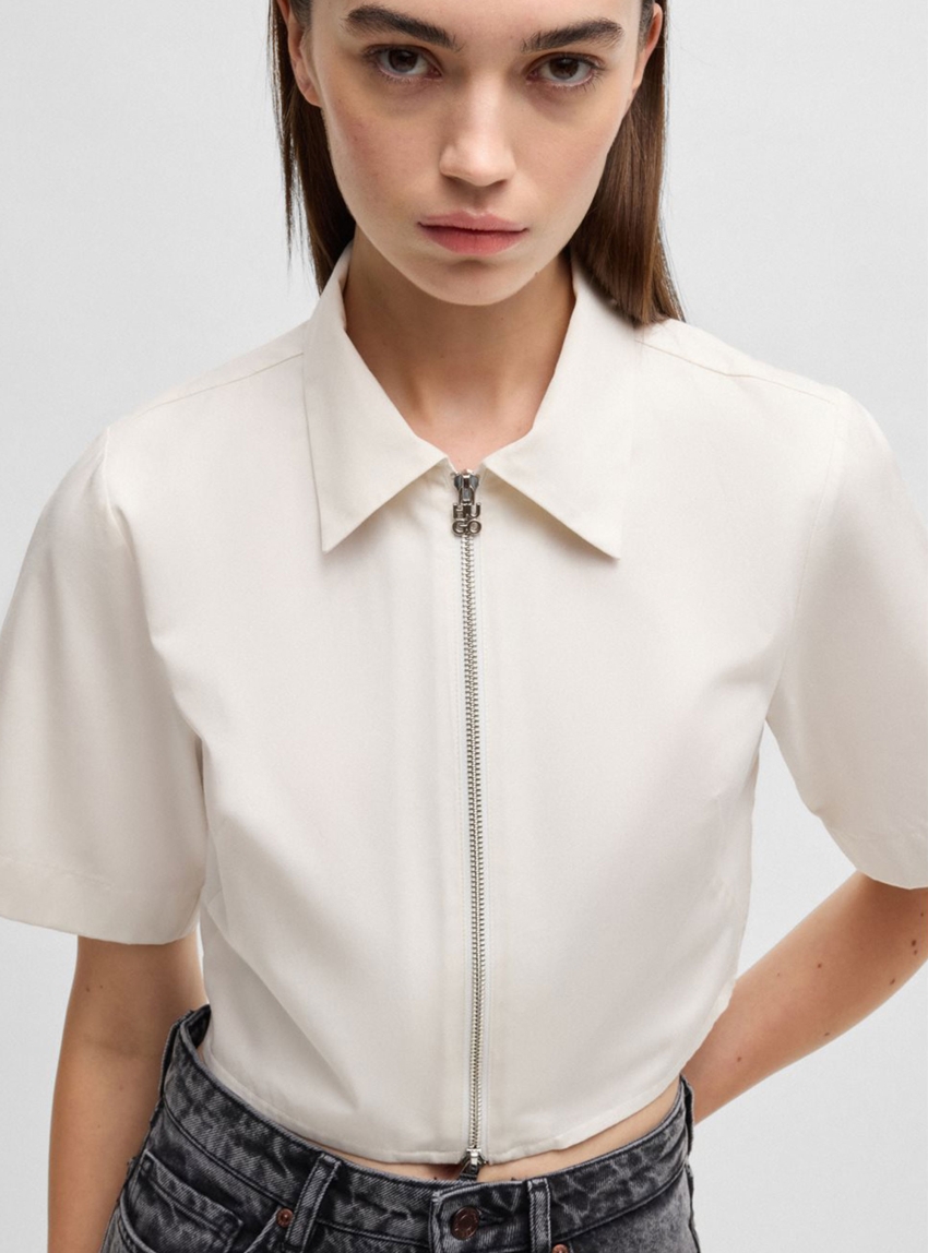 HUGO Cropped Shirt Evianne - White