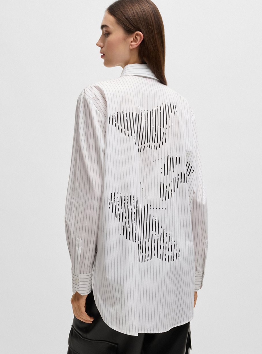 HUGO Butterfly Print The Oversize Shirt - Striped