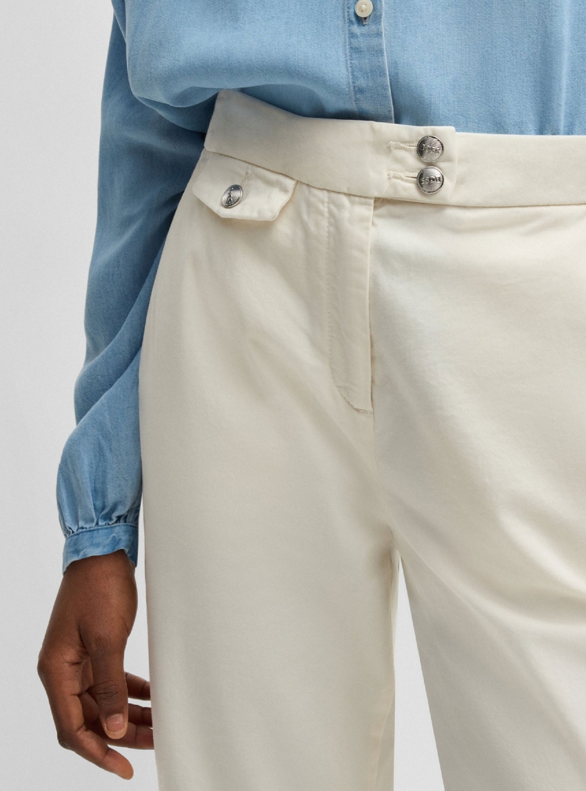 BOSS Slim Fit Trousers C_Taschina-D - Ecru