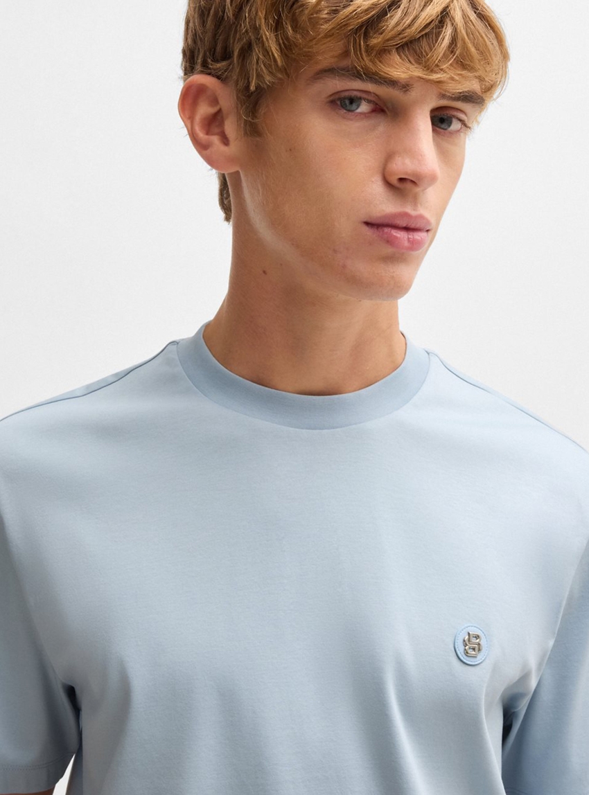 BOSS Regular Fit Mercerised Logo T-Shirt C-Taut 01 - Light Blue