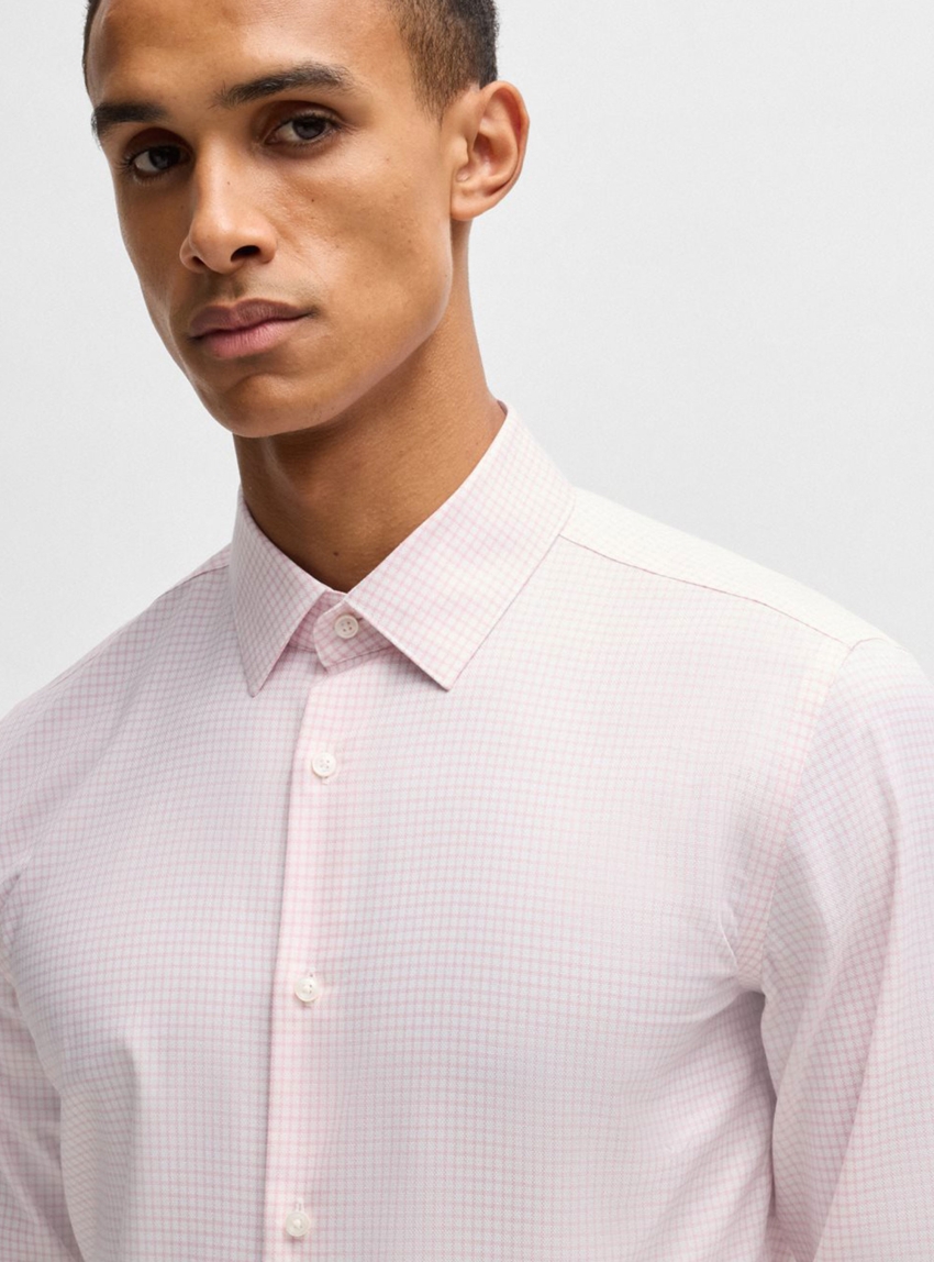 BOSS Slim Fit Anti-Bacterial Cotton Oxford Shirt P-HANK-s-kent-C1-222 - Pale Pink