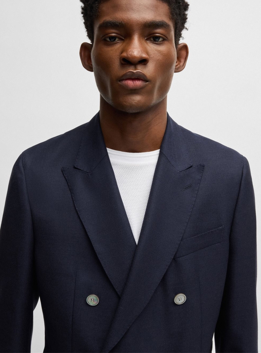 BOSS Slim Fit Double Breasted  Blazer C-Huge-DB-251 - Dark Blue