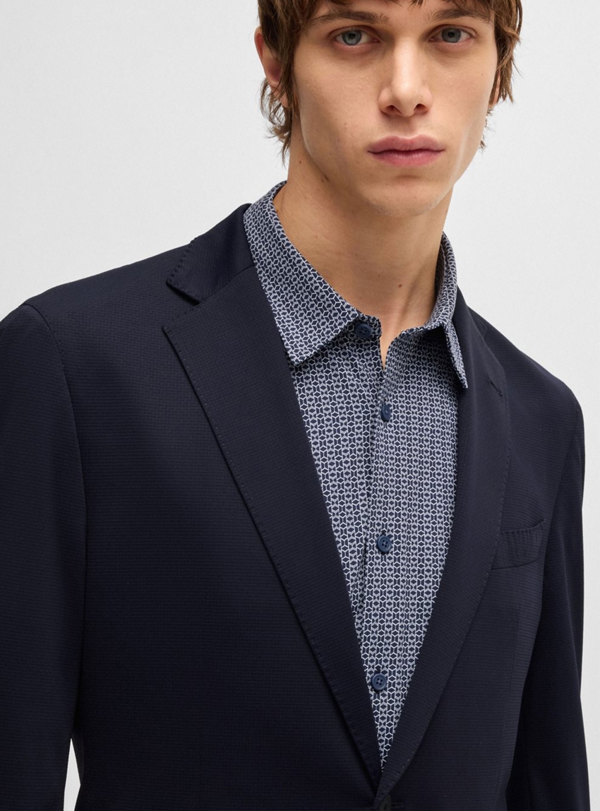 BOSS Slim Fit Suit P-Huge-2Pcs-J-WG-251 - Dark Blue