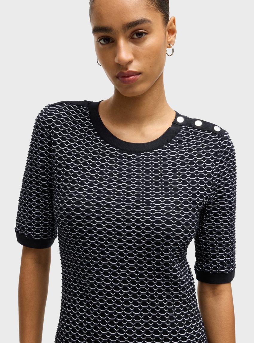 BOSS Stretch Cotton Jersey Dress Etanah - Multi Colors