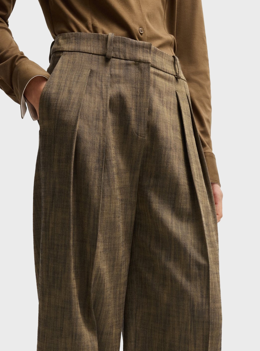 BOSS Regular Fit Pleated Front Trousers Tiana2 - Light Brown