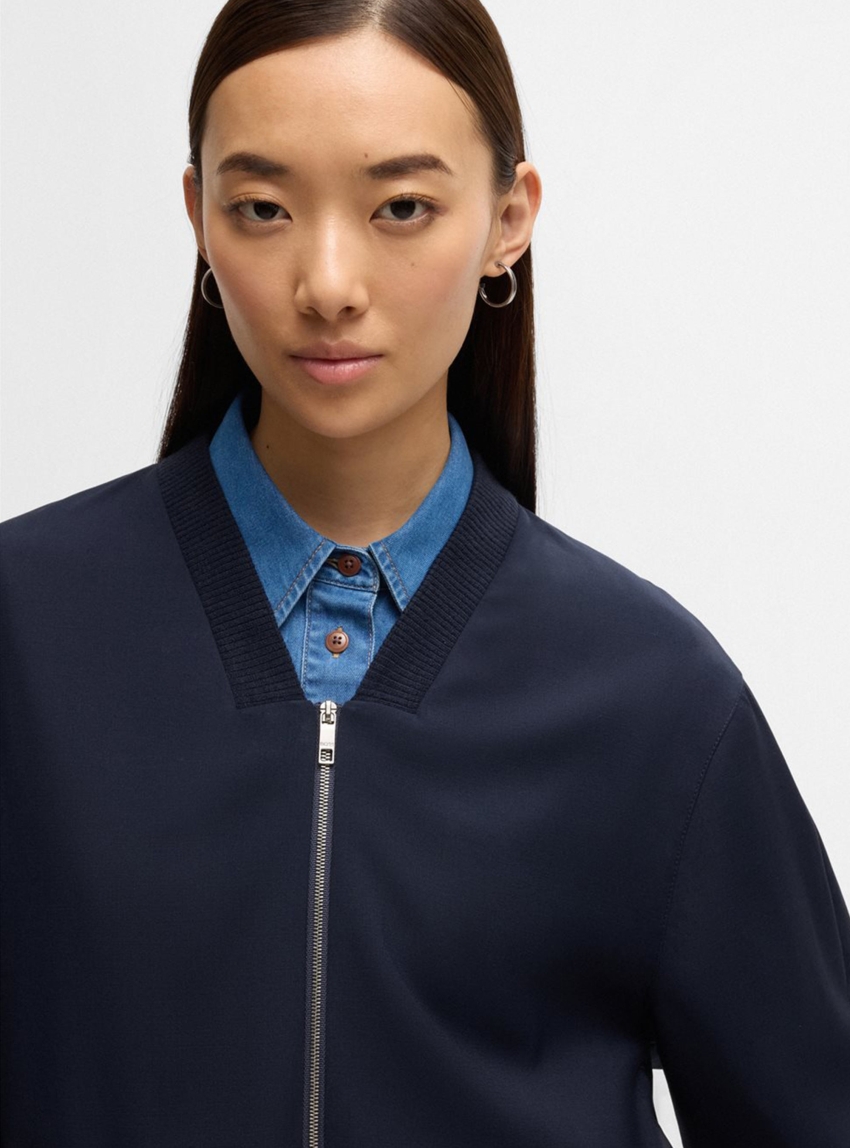 BOSS Oversized-Fit Jacket With Layered Effect Jirian - Dark Blue