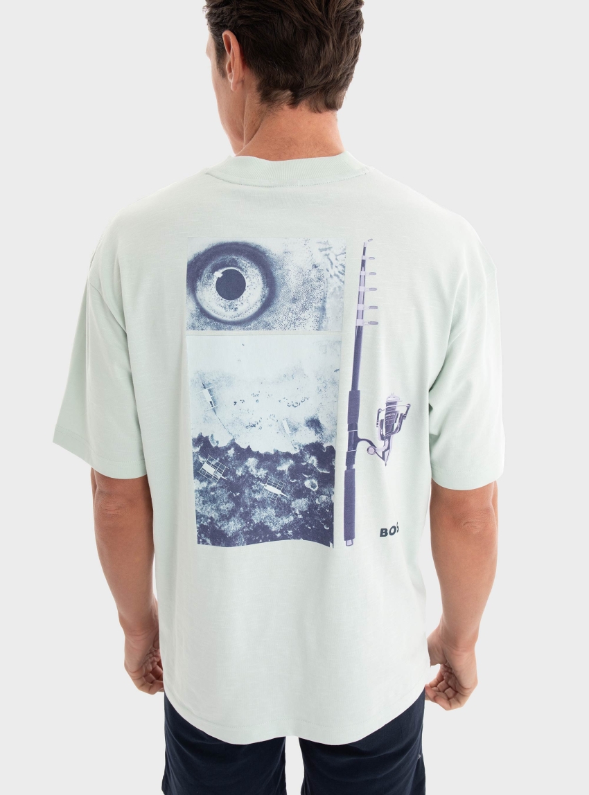 BOSS Rear Graphic T-Shirt Te_numbers - Light Blue