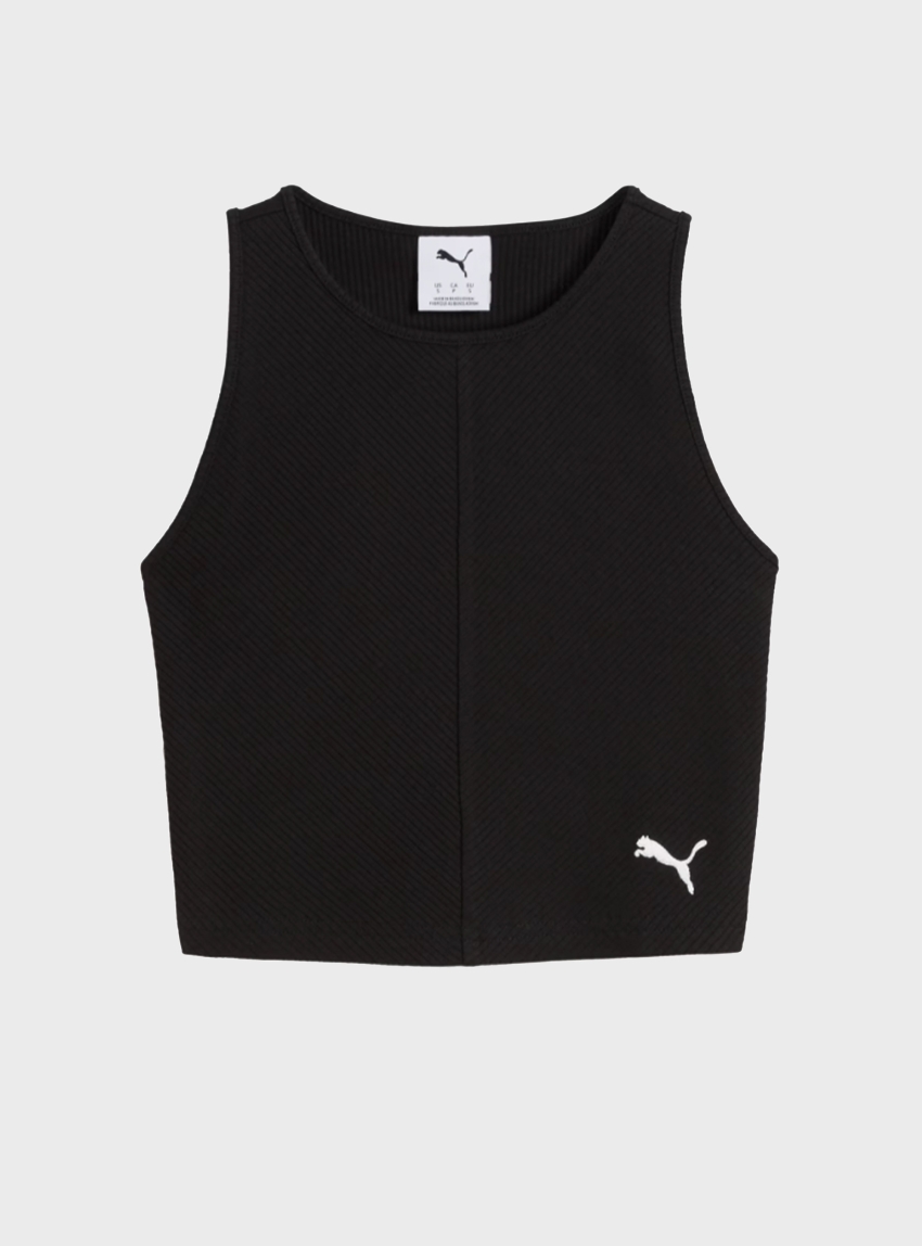 PUMA WARDROBE ESS Ribbed Crop Top - Black