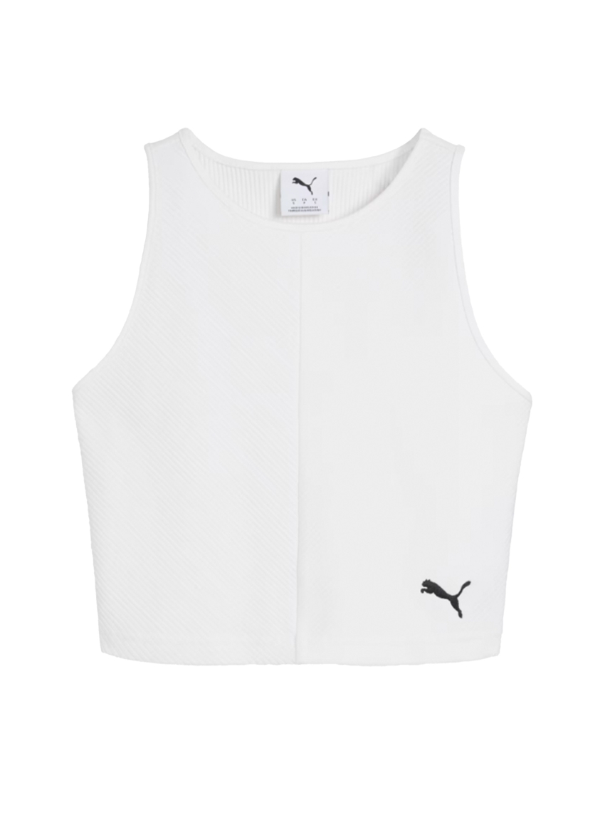 PUMA WARDROBE ESS Ribbed Crop Top - White
