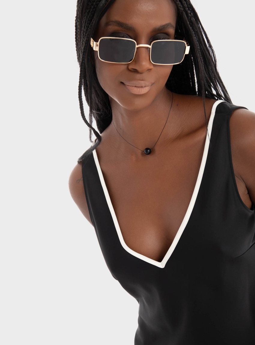 Calvin Klein Tech Satin Top - Black
