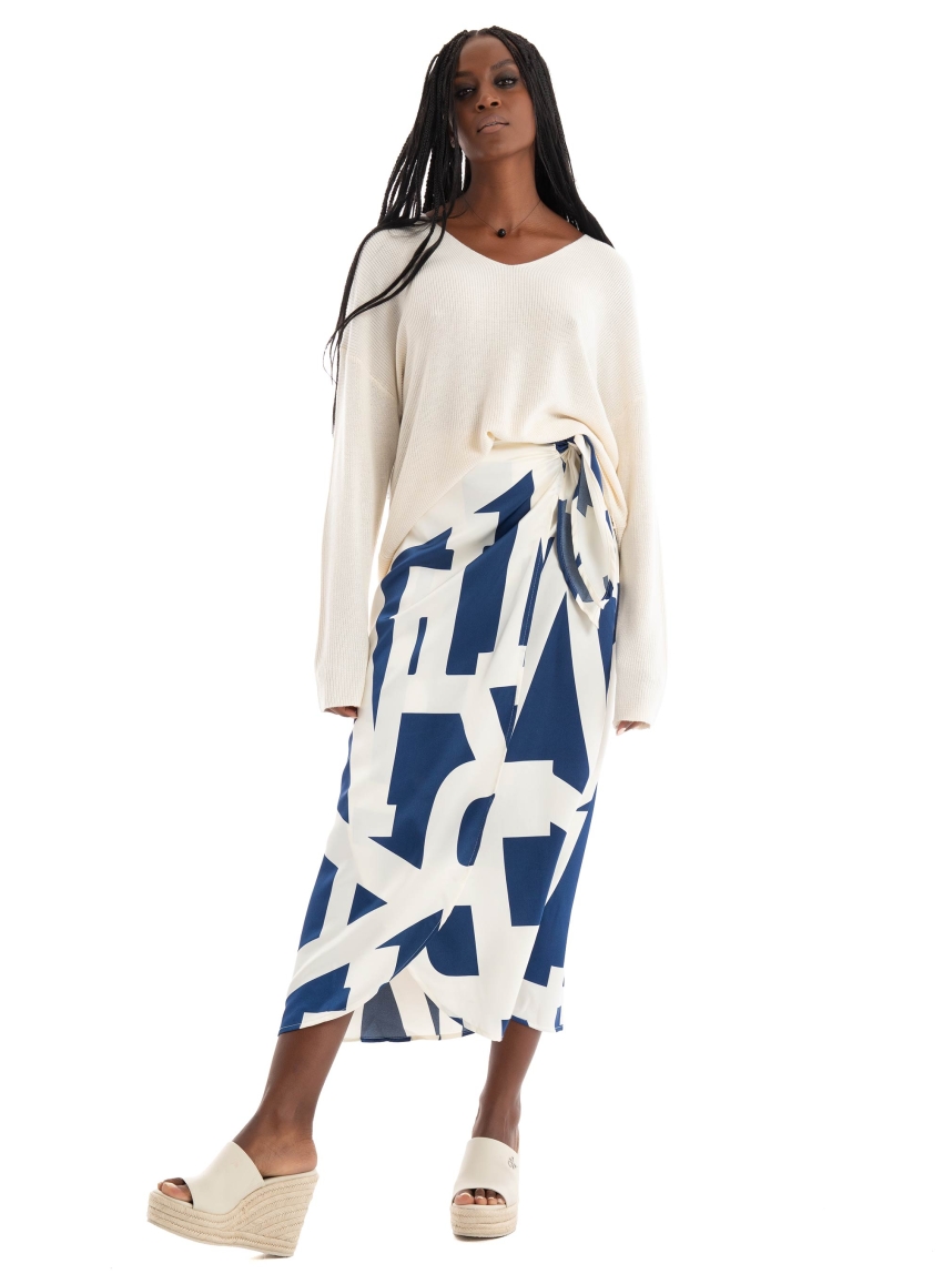 Only Jamie Wrap Midi Skirt - Blue