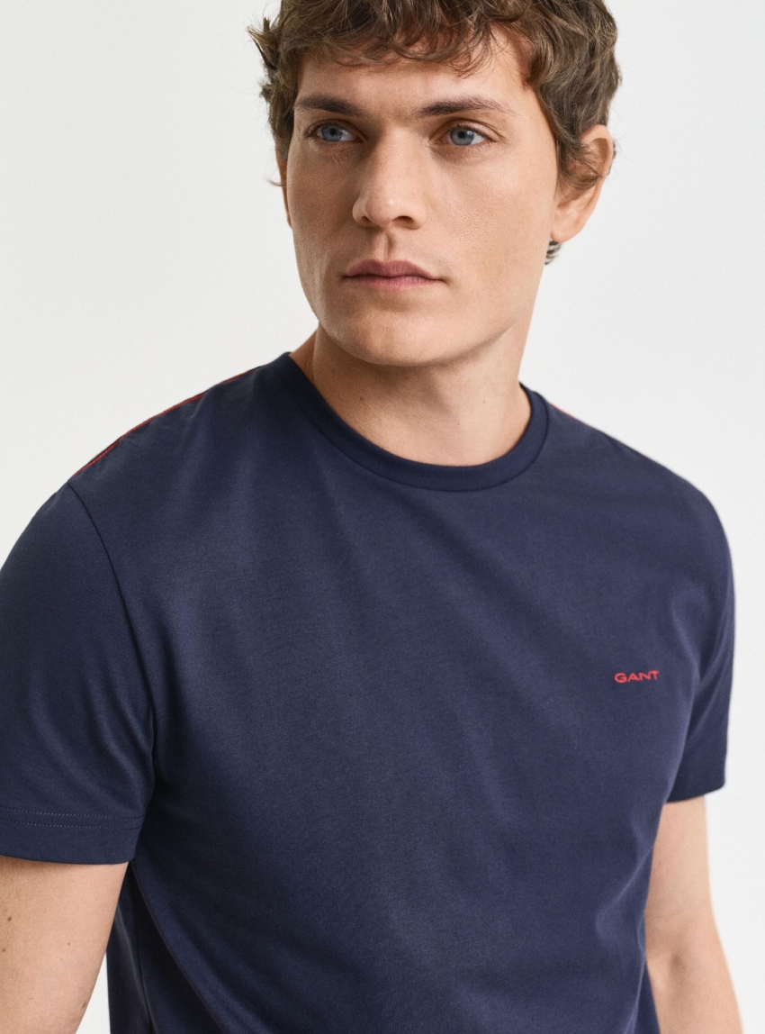 Gant Slim Fit Contrast Logo T-Shirt - Blue