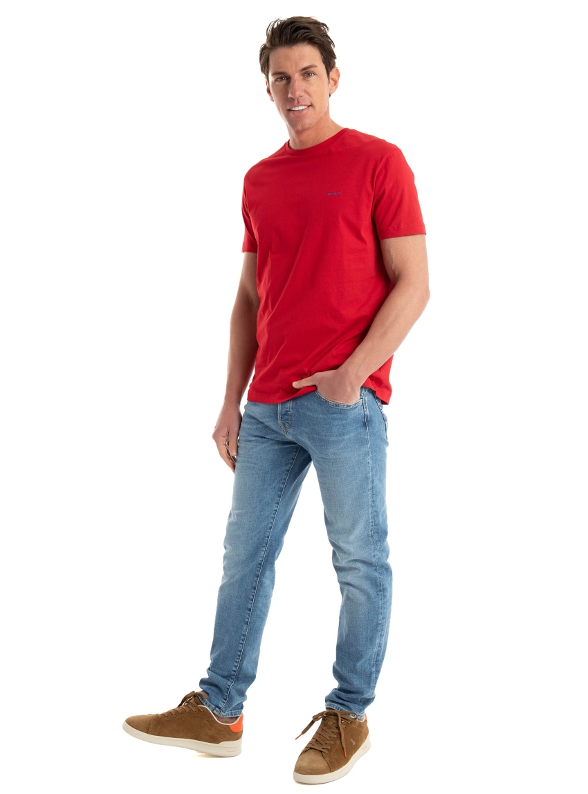Gant Slim Fit Contrast Logo T-Shirt - Red