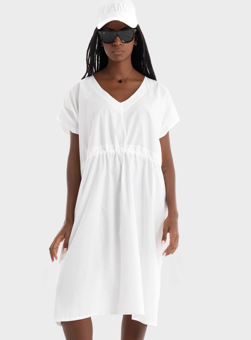 Deha Poplin Dress - White