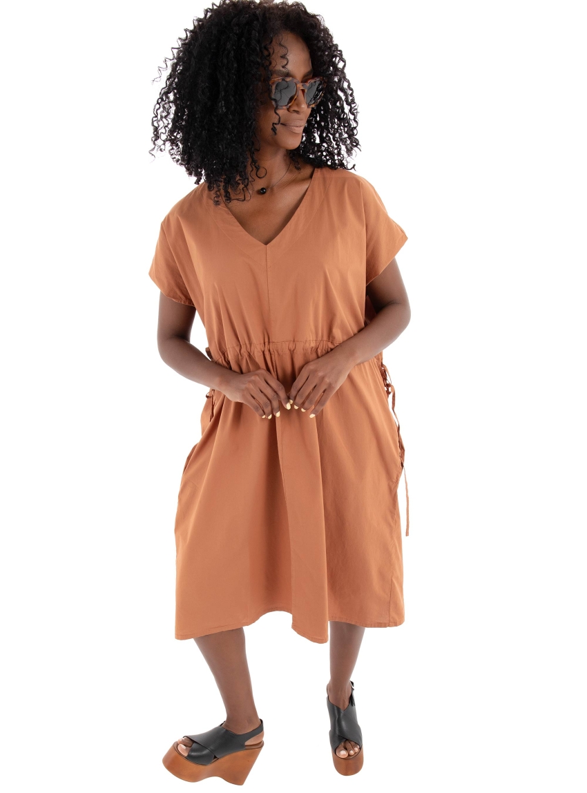 Deha Poplin Dress - Light Brown
